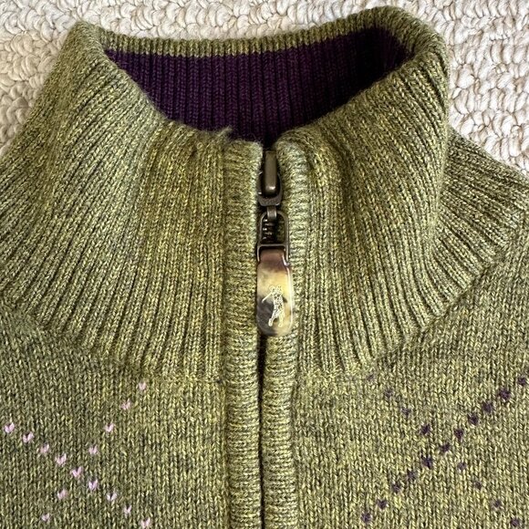 Vtg Bobby Jones Collection 1/4 Zip Merino Wool Sweater XL Green Argyle Golf - Picture 4 of 9